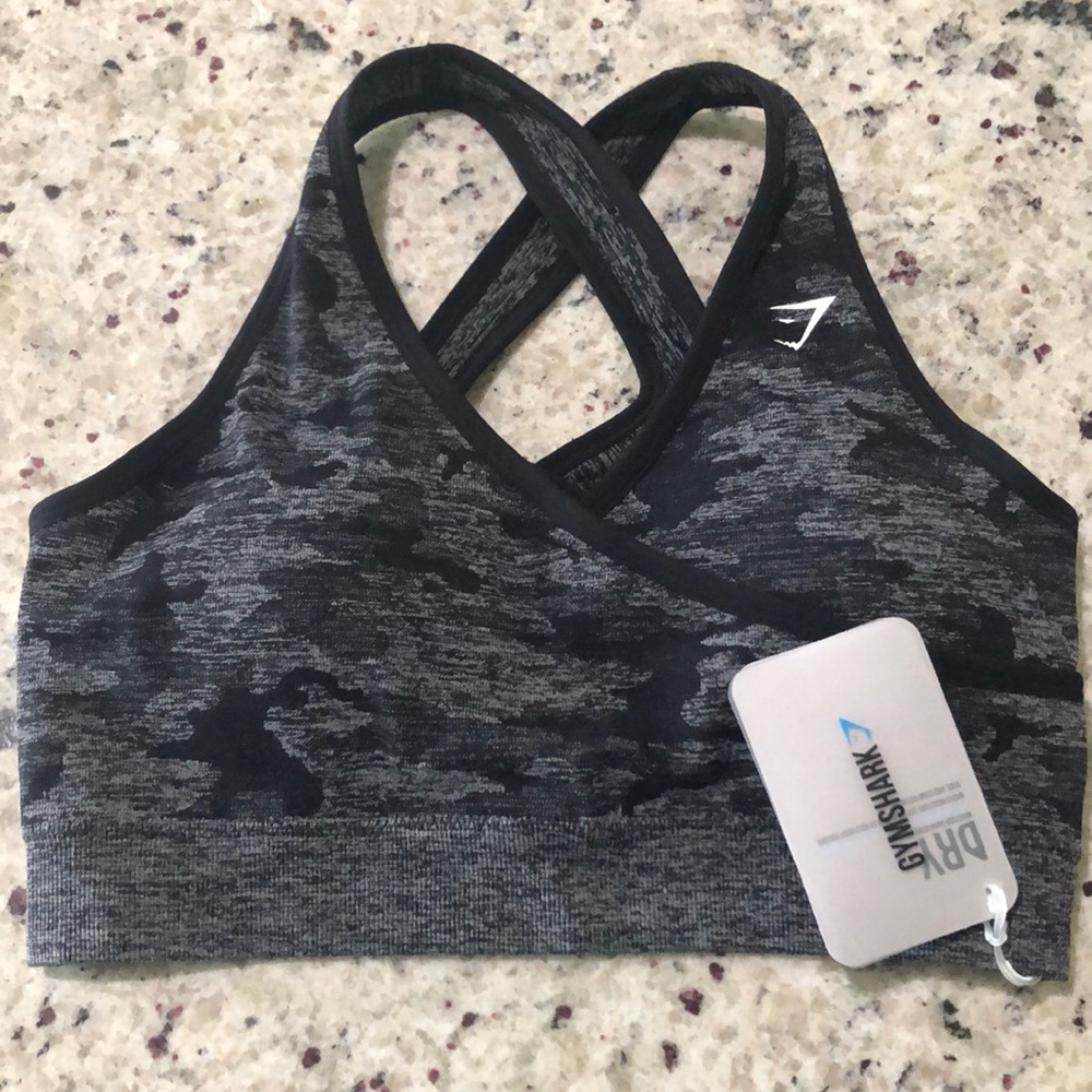 Gymshark Black Camp Sportsbra NWT size Large